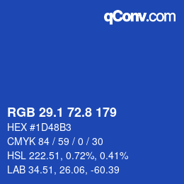 Farbcode: RGB 29.1 72.8 179 | qconv.com