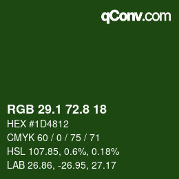カラーコード: RGB 29.1 72.8 18 | qconv.com