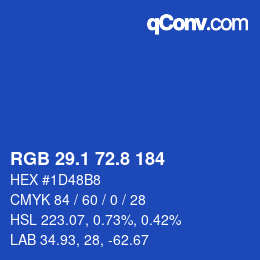 カラーコード: RGB 29.1 72.8 184 | qconv.com