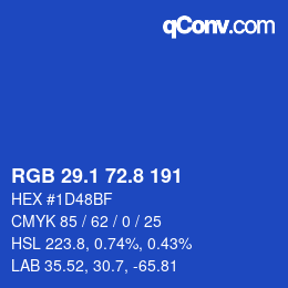 カラーコード: RGB 29.1 72.8 191 | qconv.com