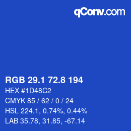 カラーコード: RGB 29.1 72.8 194 | qconv.com