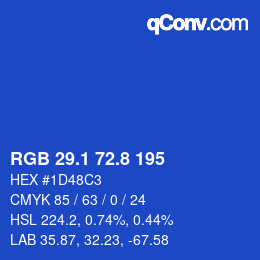 カラーコード: RGB 29.1 72.8 195 | qconv.com