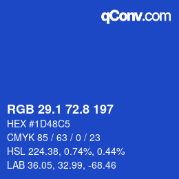 カラーコード: RGB 29.1 72.8 197 | qconv.com