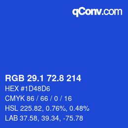 カラーコード: RGB 29.1 72.8 214 | qconv.com