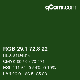 カラーコード: RGB 29.1 72.8 22 | qconv.com