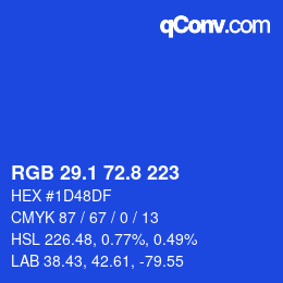 カラーコード: RGB 29.1 72.8 223 | qconv.com