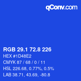 カラーコード: RGB 29.1 72.8 226 | qconv.com