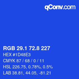 カラーコード: RGB 29.1 72.8 227 | qconv.com