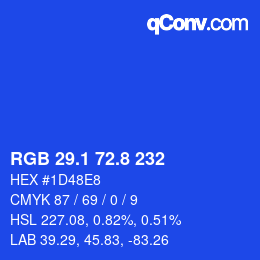 カラーコード: RGB 29.1 72.8 232 | qconv.com