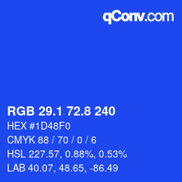 カラーコード: RGB 29.1 72.8 240 | qconv.com