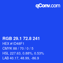 カラーコード: RGB 29.1 72.8 241 | qconv.com