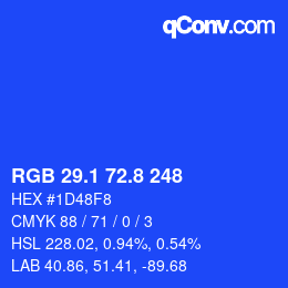 カラーコード: RGB 29.1 72.8 248 | qconv.com