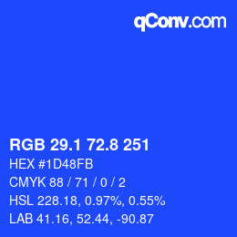 カラーコード: RGB 29.1 72.8 251 | qconv.com