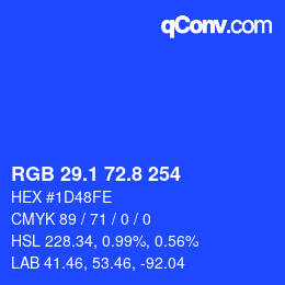 カラーコード: RGB 29.1 72.8 254 | qconv.com