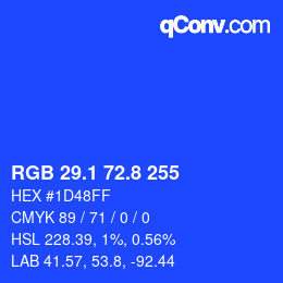 カラーコード: RGB 29.1 72.8 255 | qconv.com