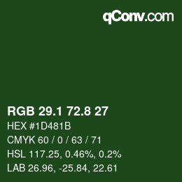 カラーコード: RGB 29.1 72.8 27 | qconv.com