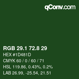 Color code: RGB 29.1 72.8 29 | qconv.com