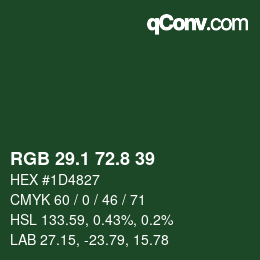 Color code: RGB 29.1 72.8 39 | qconv.com
