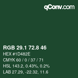 カラーコード: RGB 29.1 72.8 46 | qconv.com