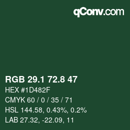 カラーコード: RGB 29.1 72.8 47 | qconv.com
