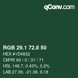 Color code: RGB 29.1 72.8 50 | qconv.com