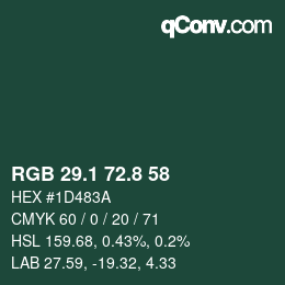 Farbcode: RGB 29.1 72.8 58 | qconv.com