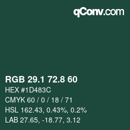 Color code: RGB 29.1 72.8 60 | qconv.com