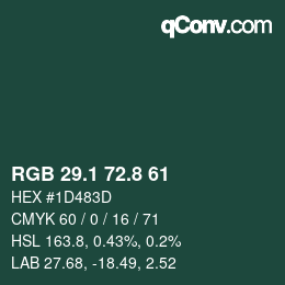 カラーコード: RGB 29.1 72.8 61 | qconv.com
