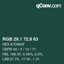 カラーコード: RGB 29.1 72.8 63 | qconv.com