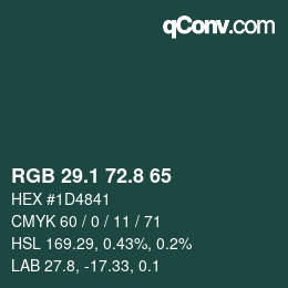 Color code: RGB 29.1 72.8 65 | qconv.com