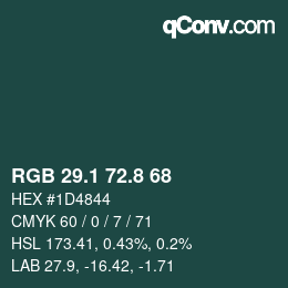 カラーコード: RGB 29.1 72.8 68 | qconv.com