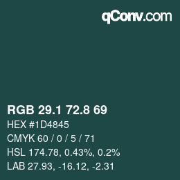 Color code: RGB 29.1 72.8 69 | qconv.com