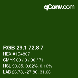 カラーコード: RGB 29.1 72.8 7 | qconv.com