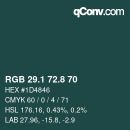 Color code: RGB 29.1 72.8 70 | qconv.com