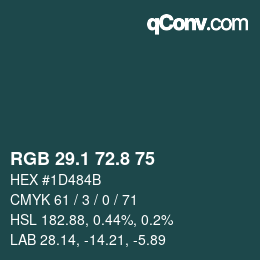 Color code: RGB 29.1 72.8 75 | qconv.com