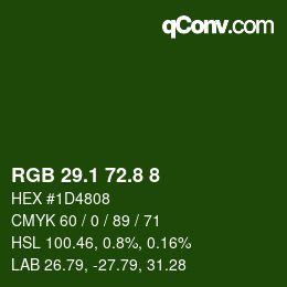カラーコード: RGB 29.1 72.8 8 | qconv.com