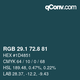 カラーコード: RGB 29.1 72.8 81 | qconv.com