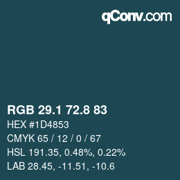 Color code: RGB 29.1 72.8 83 | qconv.com