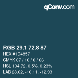 カラーコード: RGB 29.1 72.8 87 | qconv.com