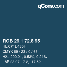Color code: RGB 29.1 72.8 95 | qconv.com