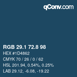 Color code: RGB 29.1 72.8 98 | qconv.com