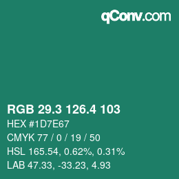 カラーコード: RGB 29.3 126.4 103 | qconv.com