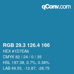 カラーコード: RGB 29.3 126.4 166 | qconv.com