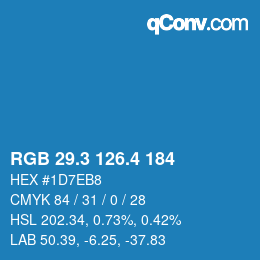 カラーコード: RGB 29.3 126.4 184 | qconv.com