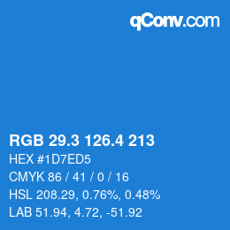 カラーコード: RGB 29.3 126.4 213 | qconv.com