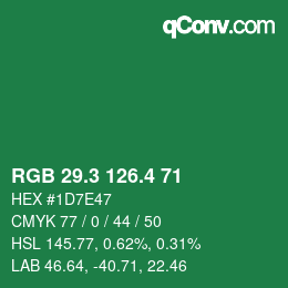 カラーコード: RGB 29.3 126.4 71 | qconv.com