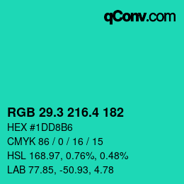 カラーコード: RGB 29.3 216.4 182 | qconv.com