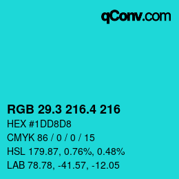 カラーコード: RGB 29.3 216.4 216 | qconv.com