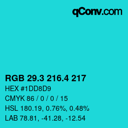 カラーコード: RGB 29.3 216.4 217 | qconv.com
