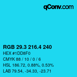 カラーコード: RGB 29.3 216.4 240 | qconv.com